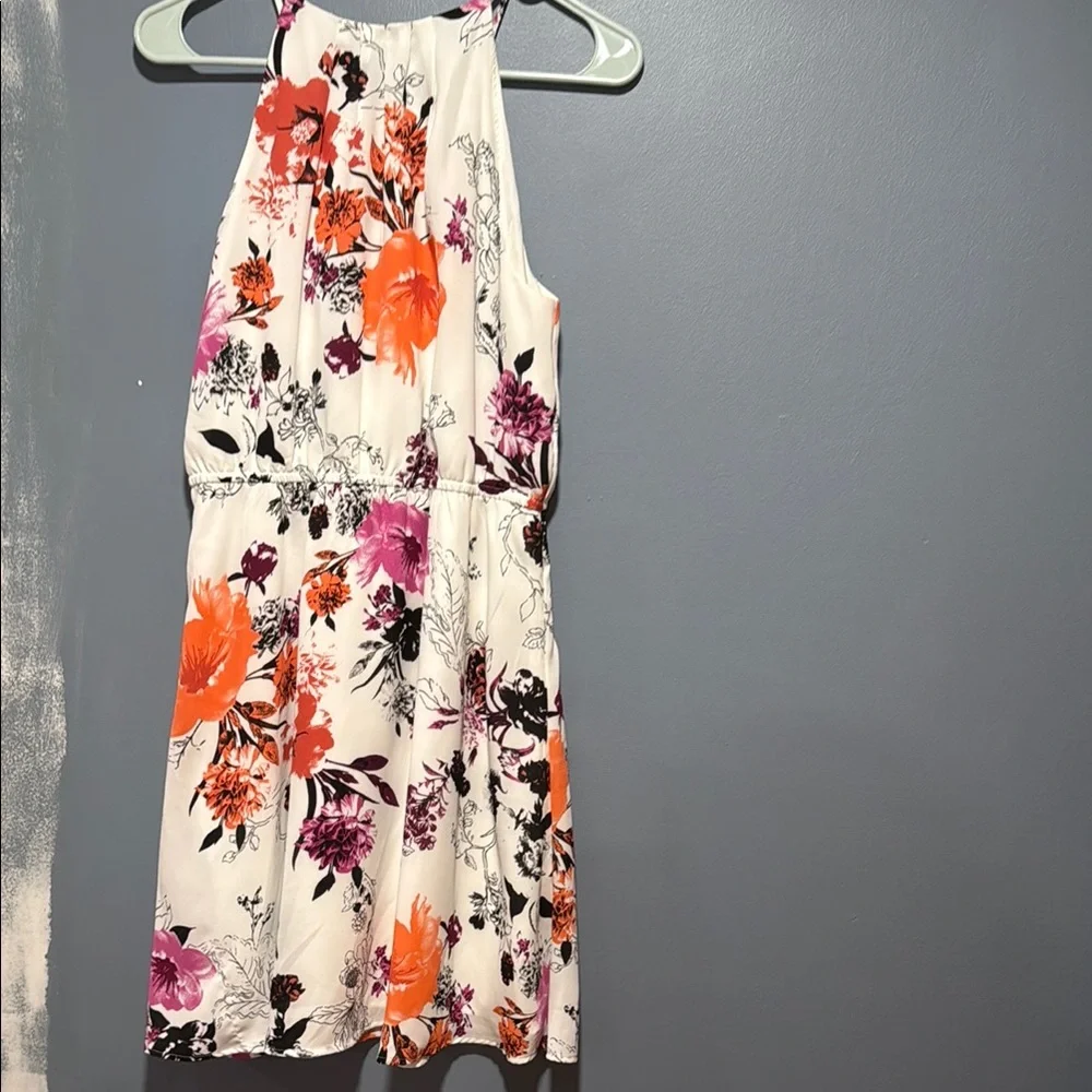 LOFT Floral Halter Dress - White, Pink, Orange - Picture 2 of 3